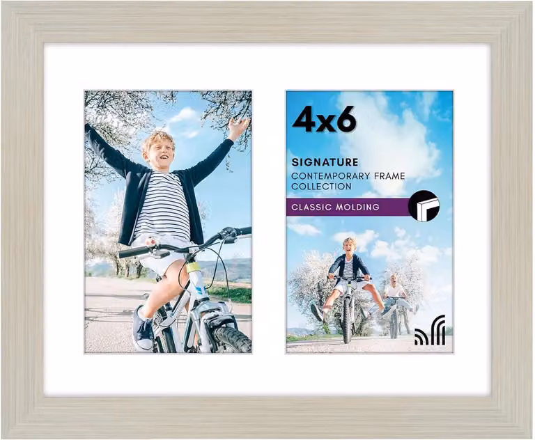 Dubbele Fotolijst Collage Frame Wand Decoratie Licht Hout met Mat 8x10 Inch