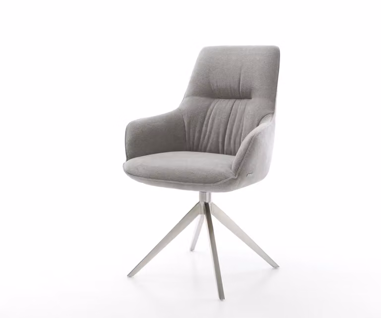 DELIFE Zelia-Flex Draaistoel met Armleuning, Grijs, 360° Draaibaar met Rocker-functie en Pocketveer Kern