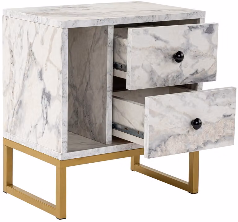 Skye Decor Nachtkastje Glimmer - Fressia Marble & Goud - B/D/H: 45 x 30 x 50 cm