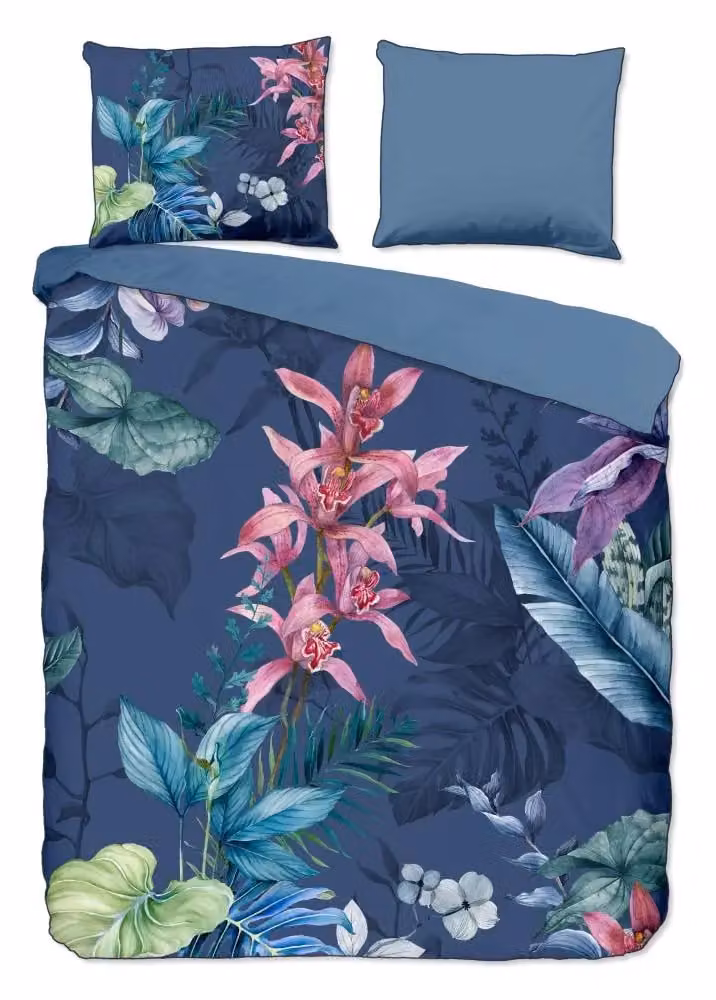 Descanso Dekbedovertrek Mae Blauw/Meerdere Kleuren 100% Katoen 200 x 220 cm