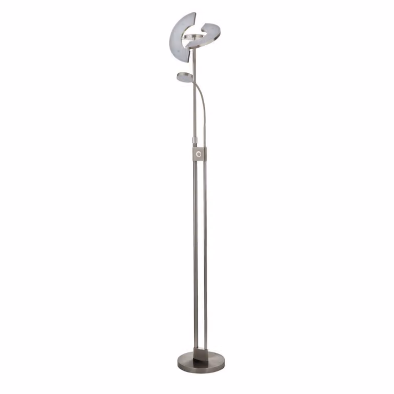 Searchlight Gio moderne vloerlamp voor lezen in zilver metaal