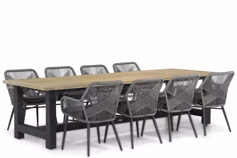 Lifestyle Garden Furniture Advance/San Francisco 300 cm eettafel voor 9 personen in antraciet en beige