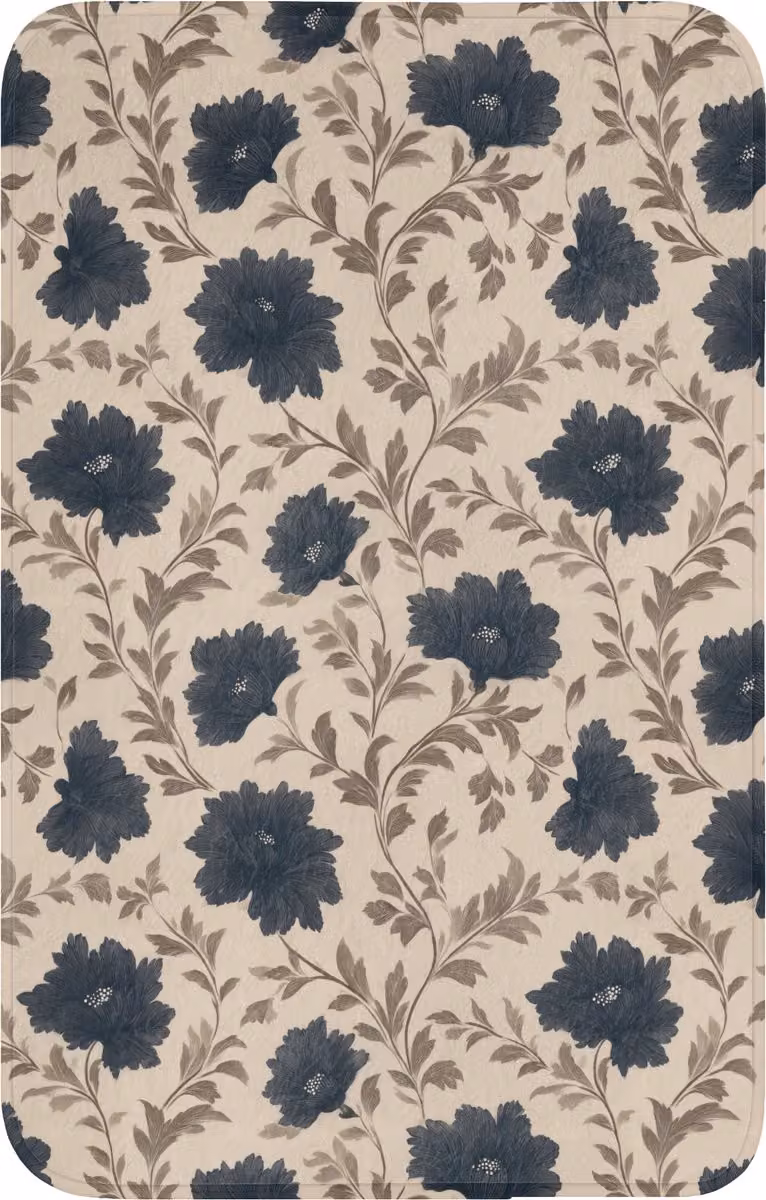 OnlyWow WC mat met bloemenmotief in zwart en beige, antislip, 50 x 80 cm