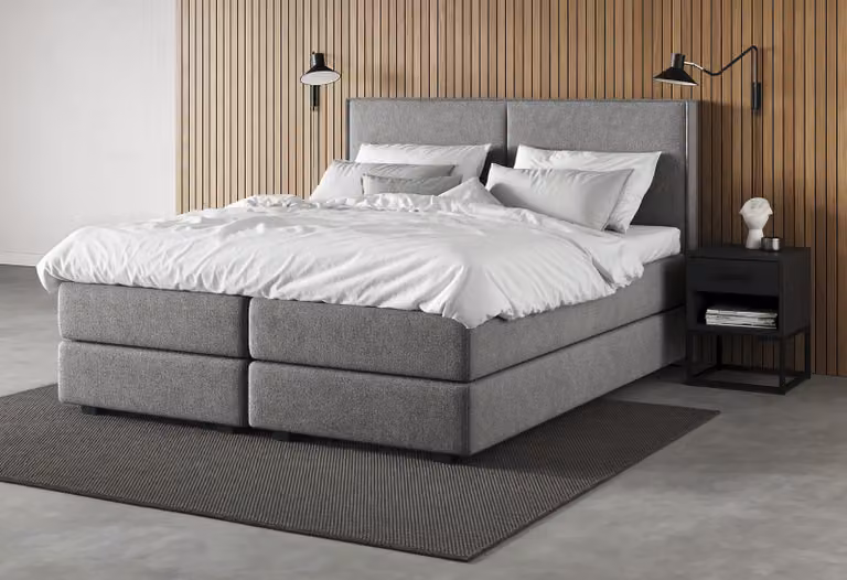 Swiss Sense Home 365 Boxspring voor volwassenen, grijs, stoffen bekleding