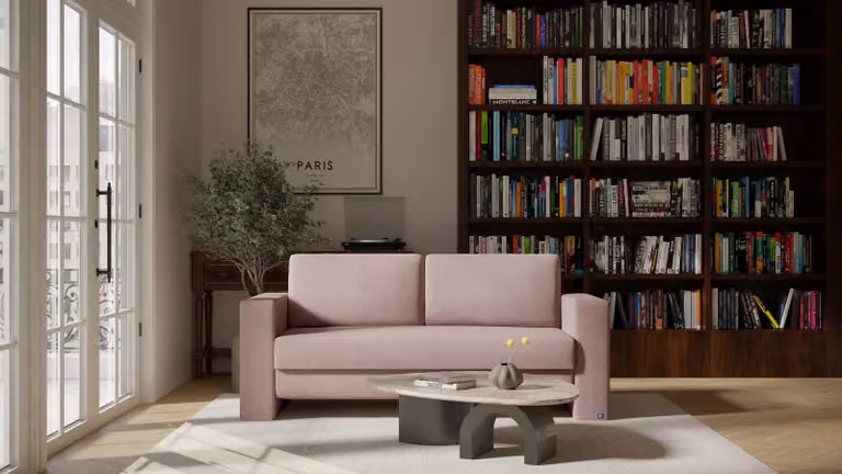 Kubus BRUNO slaapbank met boxspringcomfort in Pink Blush Rosa, 160 cm