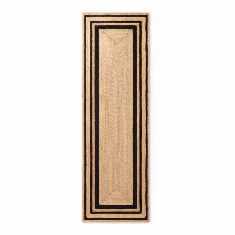 home24 Jute loper Jutta beige/zwart/beige/zwart B/D: 80 x 250 cm