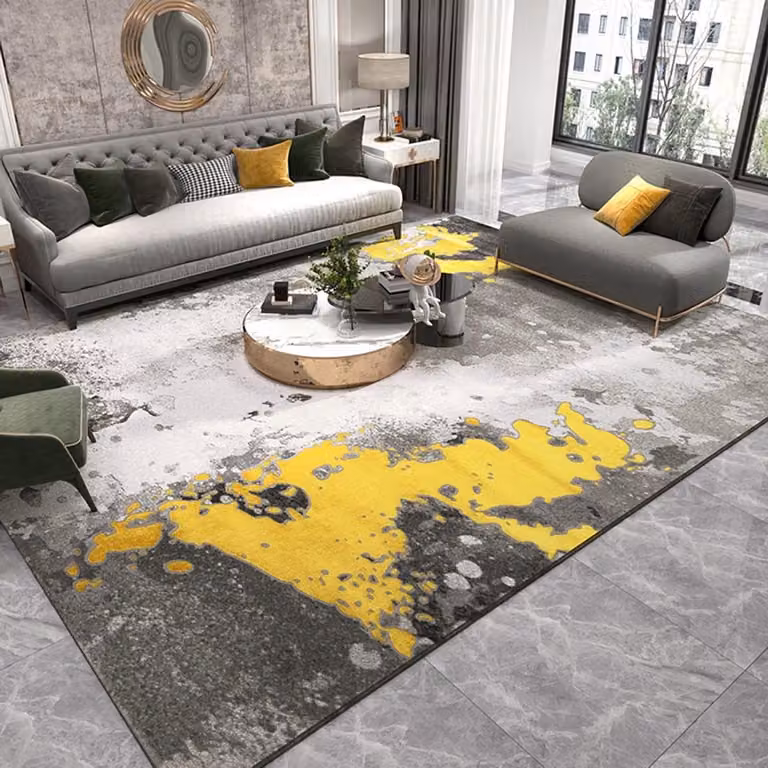 Modern Vierkant Vloerkleed met Korte Pluche in Donkergrijs Zilver - 120 x 120 cm