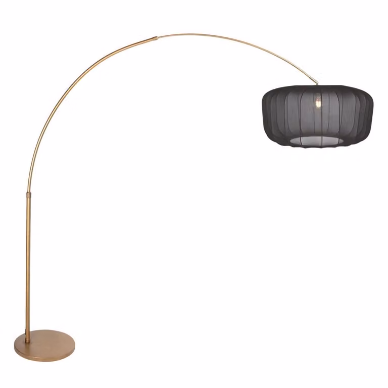 Steinhauer Vela Lino Bronzen Booglamp met zwarte kap Ø60cm