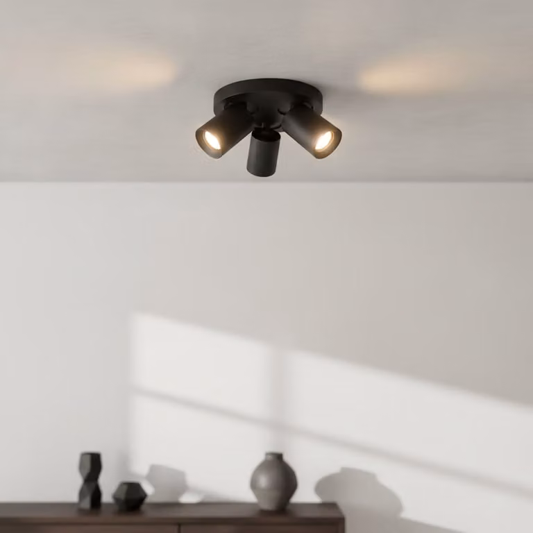 Artdelight Megano Ronde Plafondlamp 3-lichts zwart