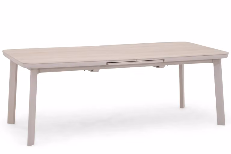 Primo dining uitschuifbare tuintafel in beige aluminium met houten details B/D: 220/280 x 100 cm