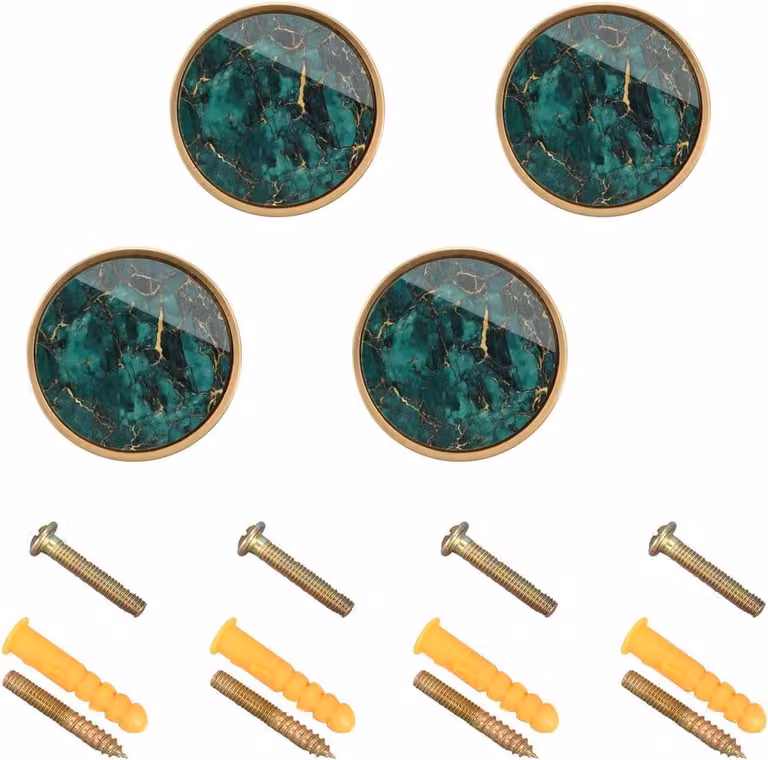 Groen gouden decoratieve wandknoppen met marmeren textuur, 32 mm