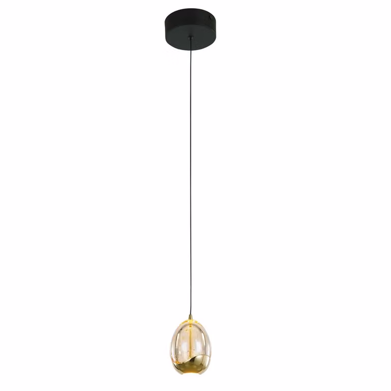 Highlight Hanglamp Golden Egg amber-zwart met goud/messing details