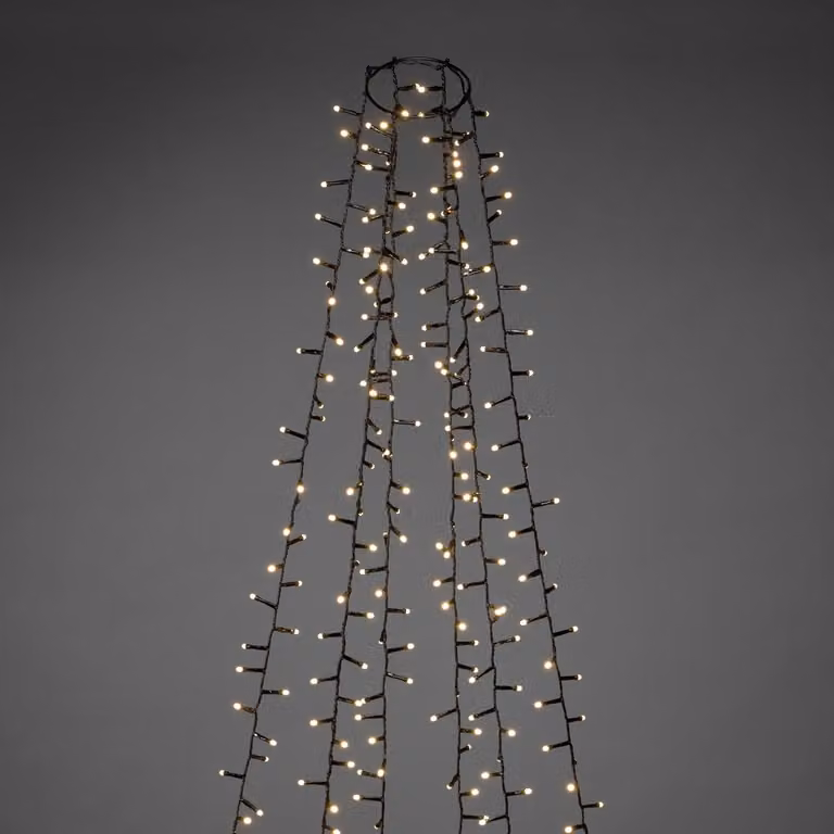 Konstsmide 6650-130 Micro LED Compactlights kerstverlichting met ring, 660 warmwitte LED's, 240 cm, zwart