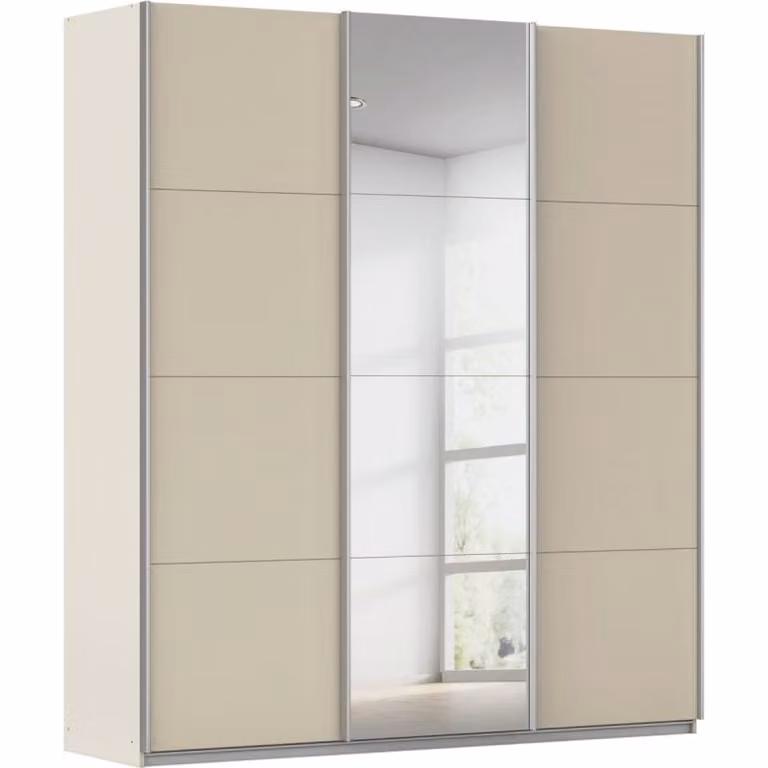 Budget Home Store Kledingkast met glazen deuren en metalen details, Champagne, B: 229 cm, H: 203 cm