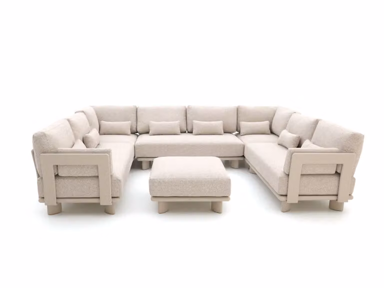 Bellagio Hoek loungeset voor 6 personen in beige met kussens
