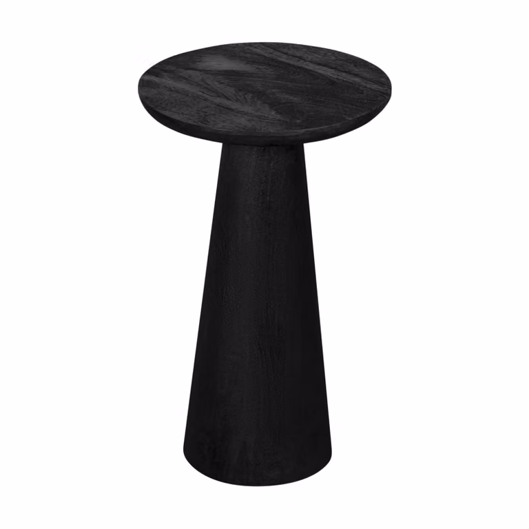Lewis & Loft Bijzettafel Laci - Rond - FSC®-gecertificeerd mangohout - ø30 cm - Gezandstraald zwart