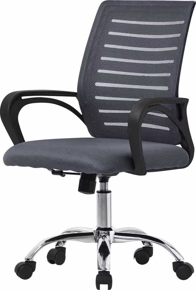 ML-Design ergonomische bureaustoel grijs met armleuningen en ademende netbekleding