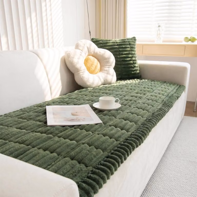Bankhoes Corduroy Dik en Zacht - Universele Meubelbeschermer voor 2-3-4 Zitsbank - Donkergroen - 70 x 120 cm