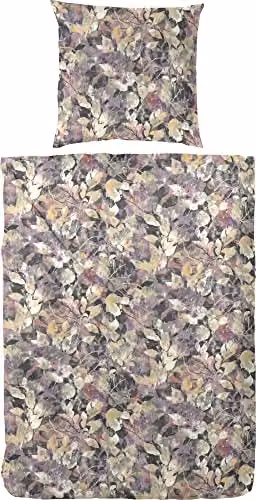 Primera Mako-satijnen beddengoedset met floral design, multicolor sand en purple, B/D/H: 135 x 200 cm en 80 x 80 cm