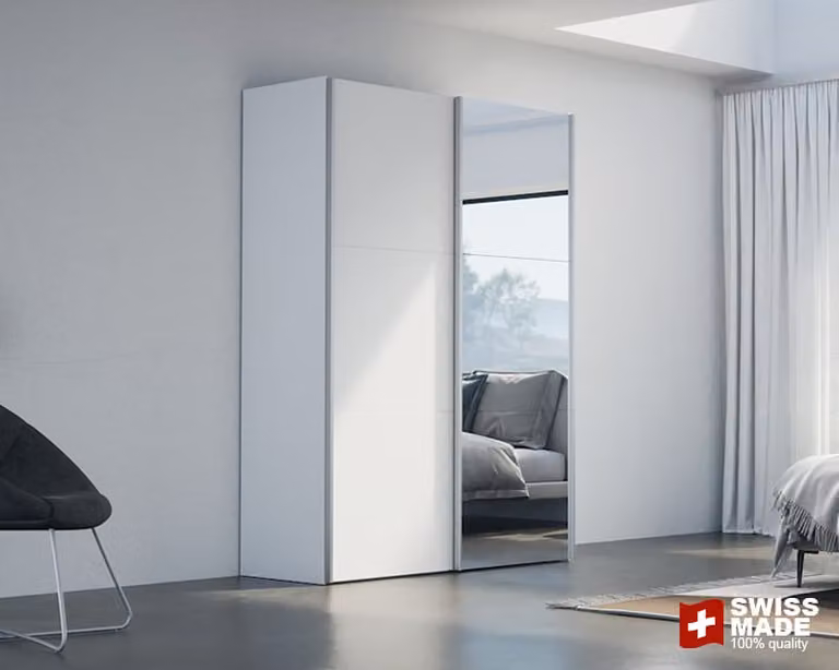 Schuifdeurkast Grande White met glazen deuren