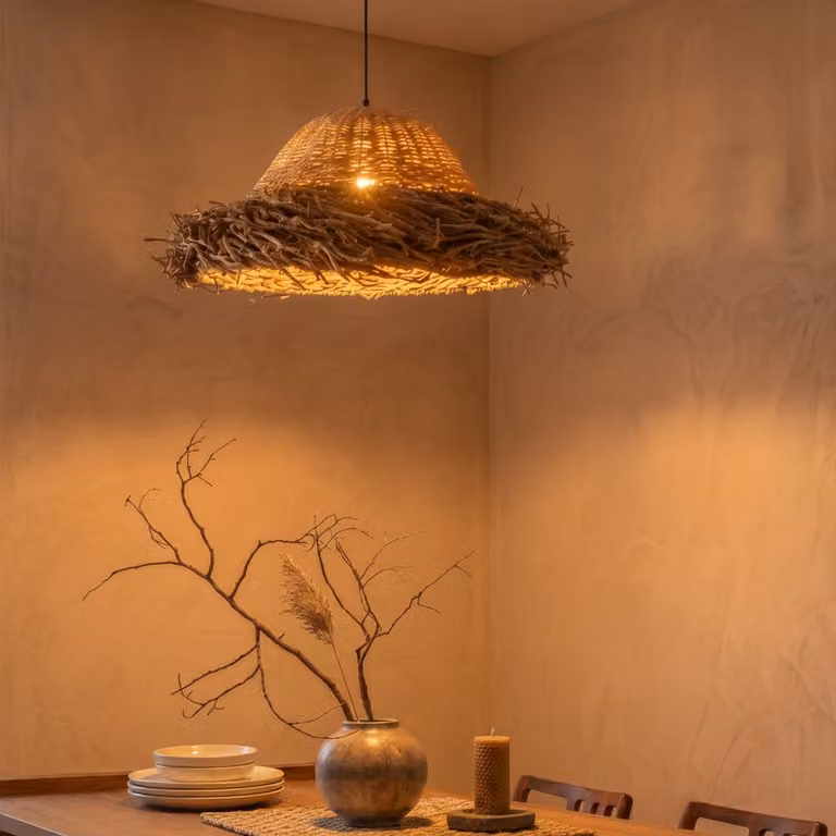 Lyora Natuurlijke hanglamp Natu van rattan, bruin, Ø 86 cm