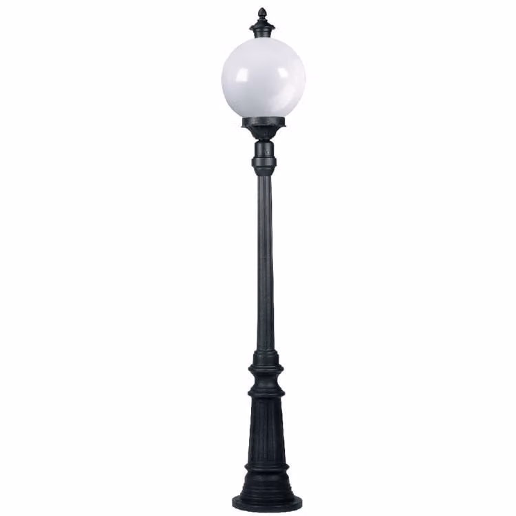 Staande bollamp Madeira KS Verlichting zwart met glazen bol, Hoogte: 144 cm, Diameter: 25 cm