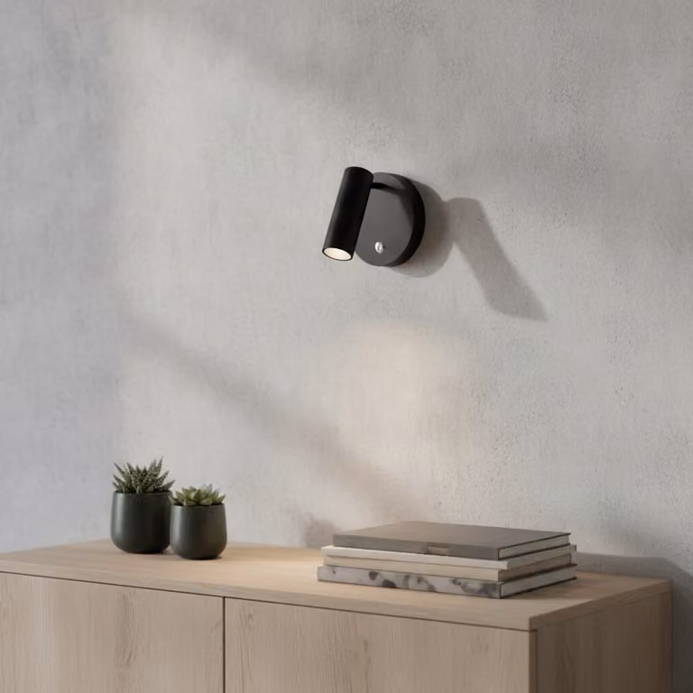 Lyora Umberto Design Wandlamp zwart met LED en verstelbare GU10 fitting