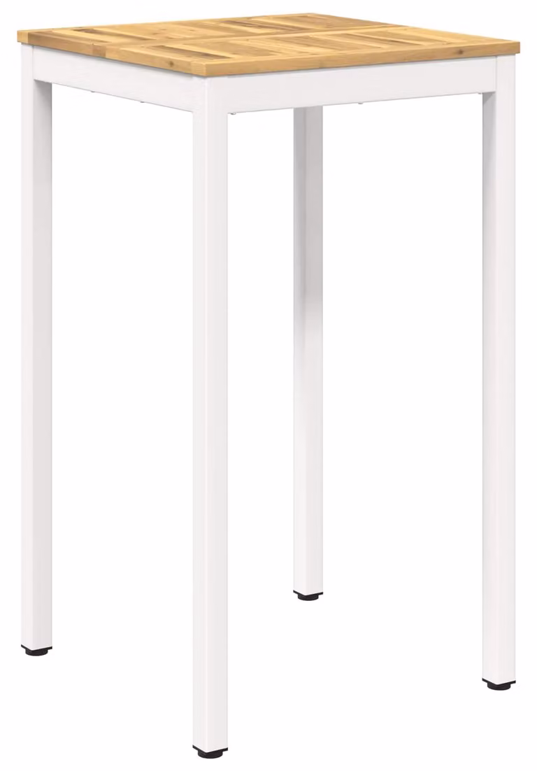 vidaXL Tuinbar-tafel van massief acaciahout, wit, B: 60 cm, D: 60,5 cm, H: 105 cm