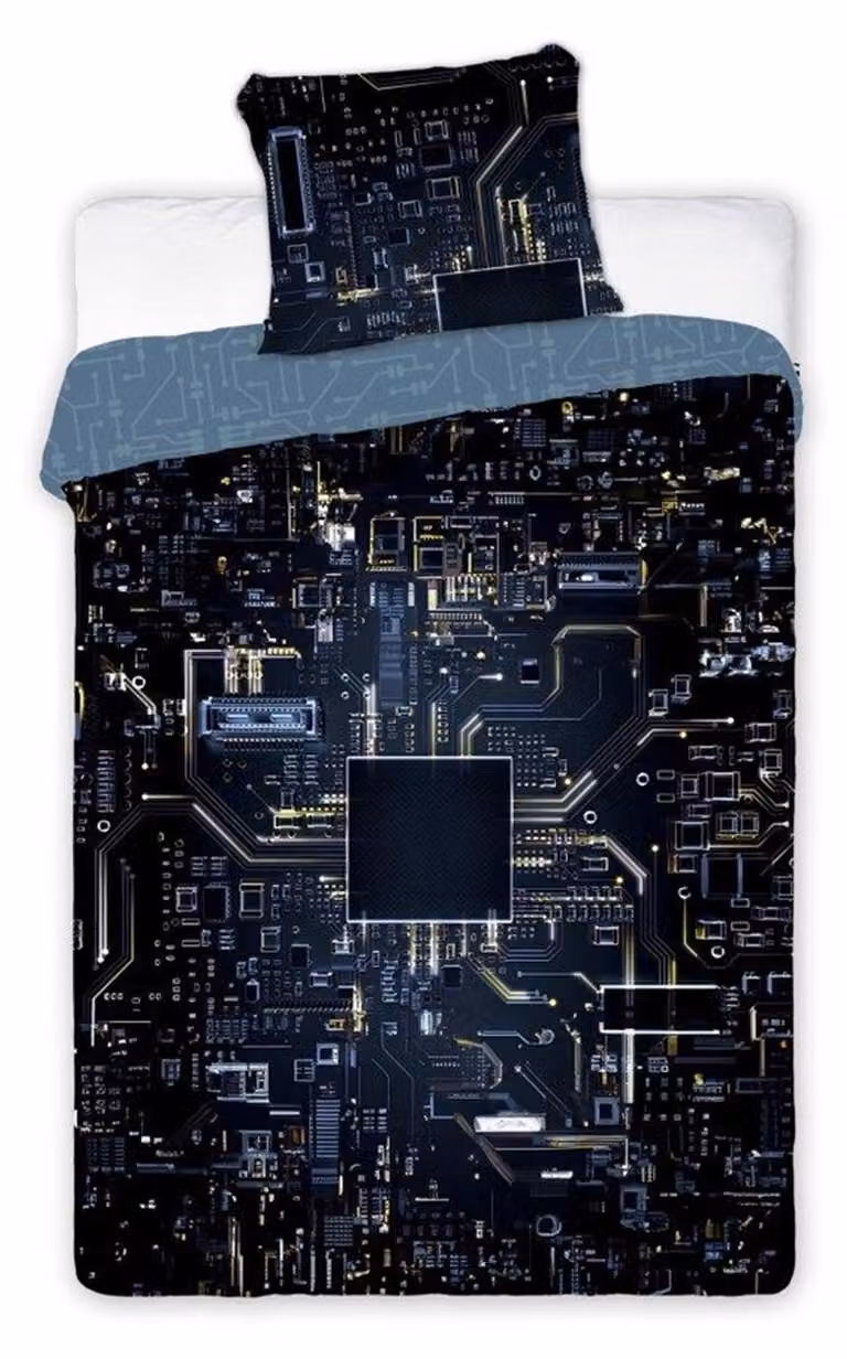 Texpot Omkeerbaar Beddengoedset met CPU-printplaat en AI-processor print, B/D/H: 140 x 200 cm + 70 x 90 cm