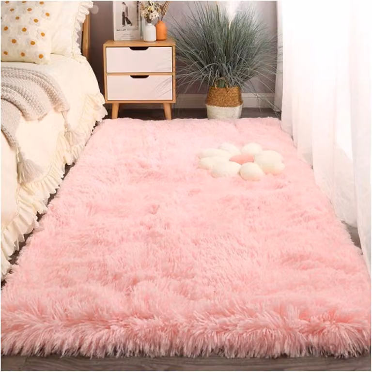 Zacht Pluche Vloerkleed voor Woonkamer of Slaapkamer - Roze - 100 x 200 cm