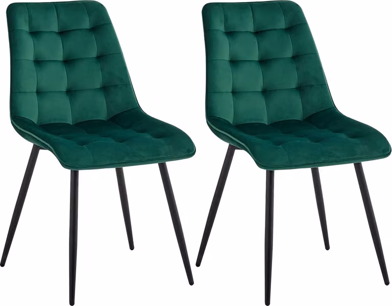 Set van 2 luxe moderne eetkamerstoelen in het groen
