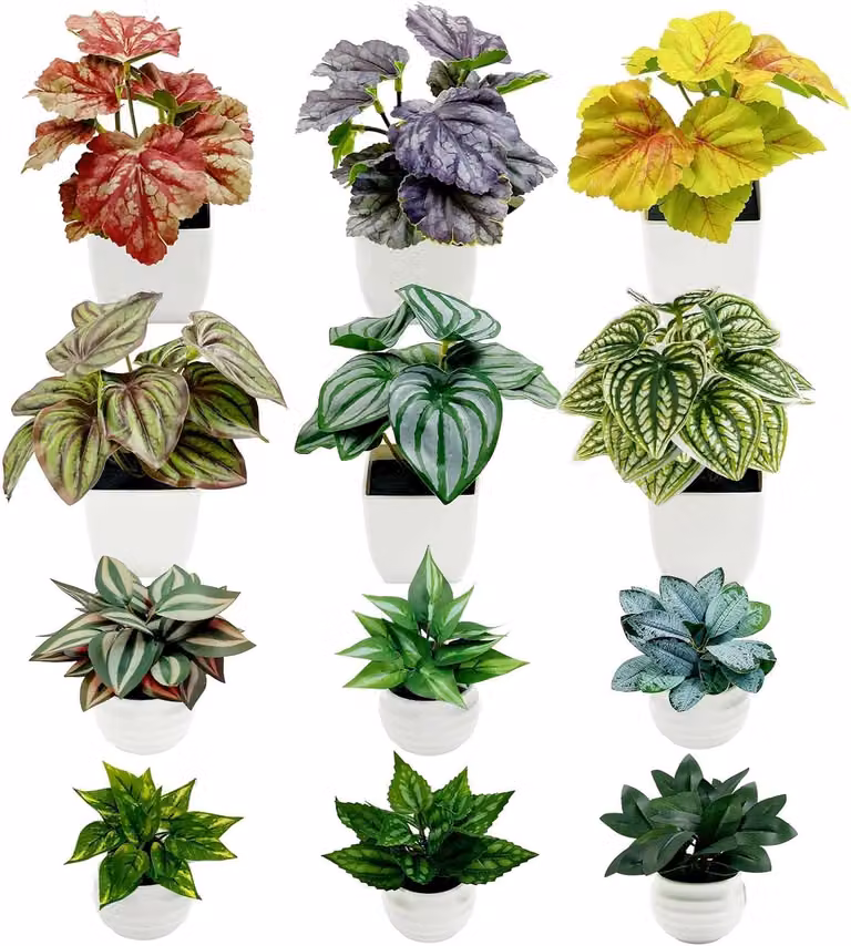 12 Stuks Kunstplanten in Pot - Groene Decoratie voor Thuis, Kantoor en Tuin