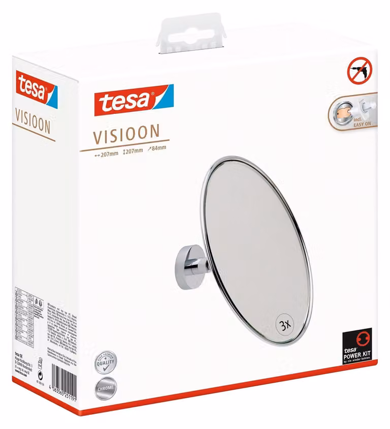 tesa Kosmetikspiegel VISIOON met verlichting, zilver