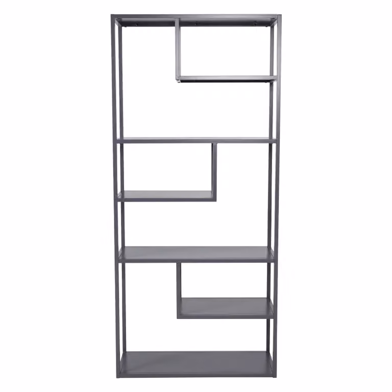 QUVIO Boekenkast Staal Lichtgrijs - Industrieel Design - Hoogte: 188 cm