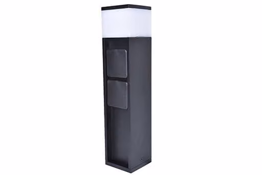 Lutec Padverlichting met 2 stopcontacten, zwart aluminium, modern ontwerp