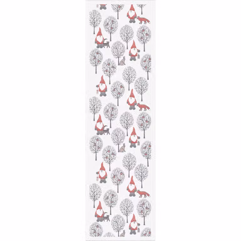 Ekelund Linneväveri Tomteliv tafelloper Grijs-rood B/D/H: 35 x 120 cm