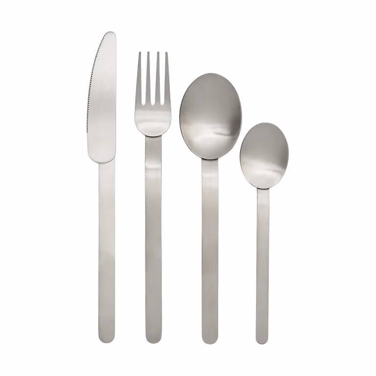 Ferm Living Stelo bestekset 4-delig, Brushed Stainless Steel, Zilver
