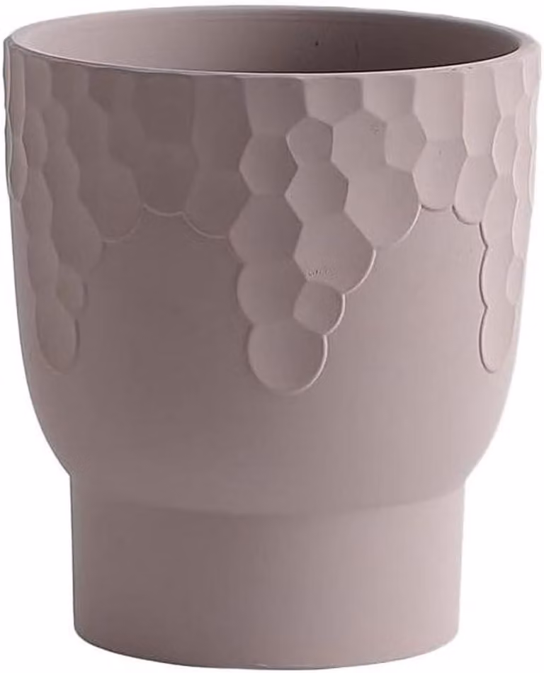 Terracotta bloempot met honingraatpatroon voor binnen en buiten, rond, groot, natuurkleur, B: 22 cm, H: 25 cm