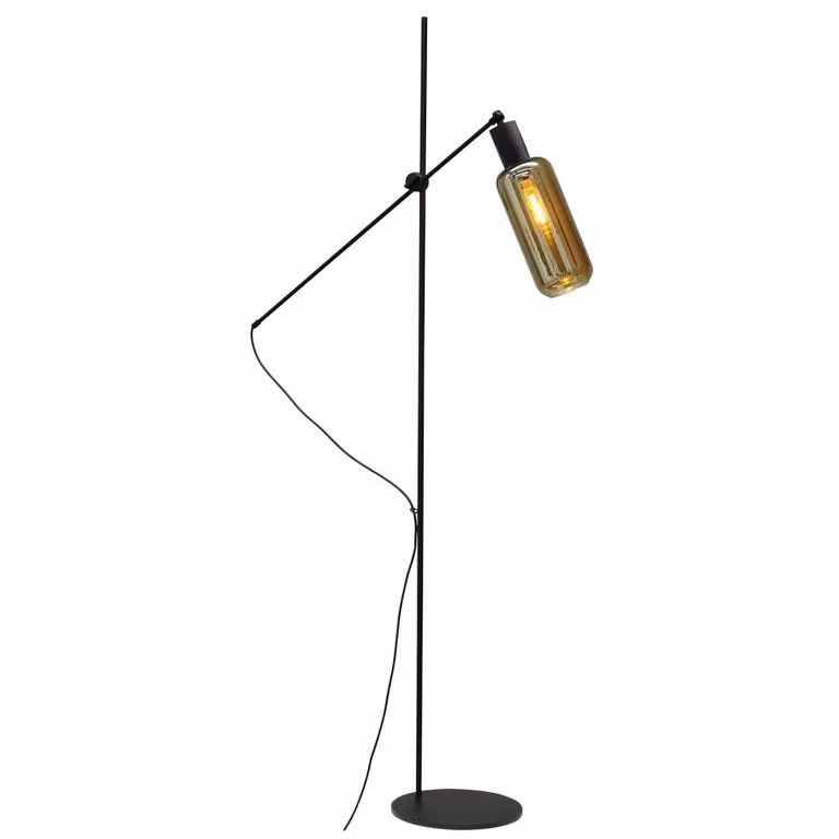 Masterlight Bounty verstelbare vloerlamp zwart met cilindrisch glas
