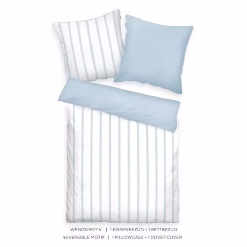 Tom Tailor Beddengoed Classic Satin Stripes Blauw & Geel, 155 x 220 cm + 80 x 80 cm, 100% Mako-Satijn, Omkeerbaar
