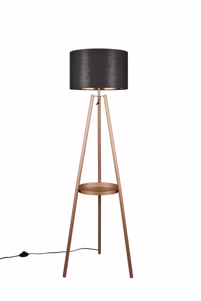 Trio Colette Staande vloerlamp zwart en goud met stoffen kap