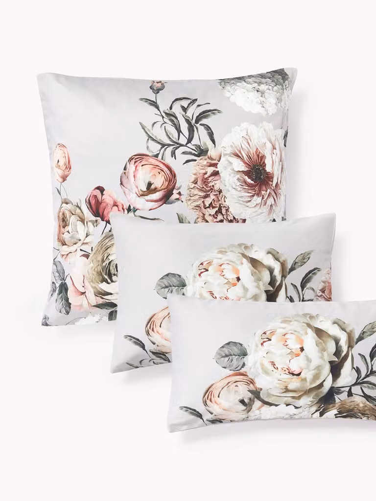 Westwing Collection Katoensatijnen kussenhoes Blossom