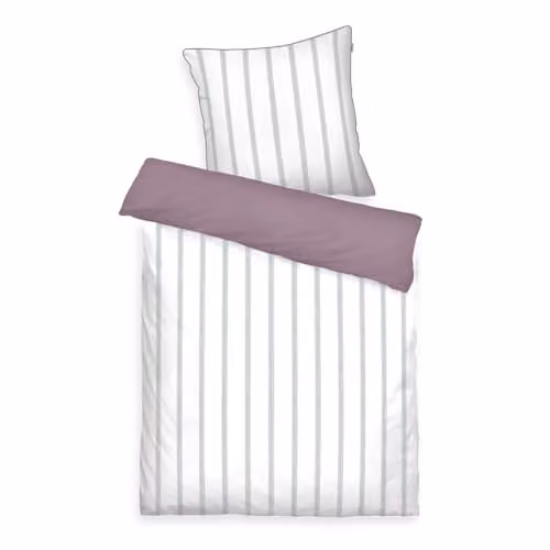 Tom Tailor Beddengoed Classic Satin Stripes Cozy Mauve & Fresh Sage, 100% Katoen/Mako Satijn, Omkeerbaar, Kussen 80 x 80 cm, Dekbedovertrek 155 x 220 cm