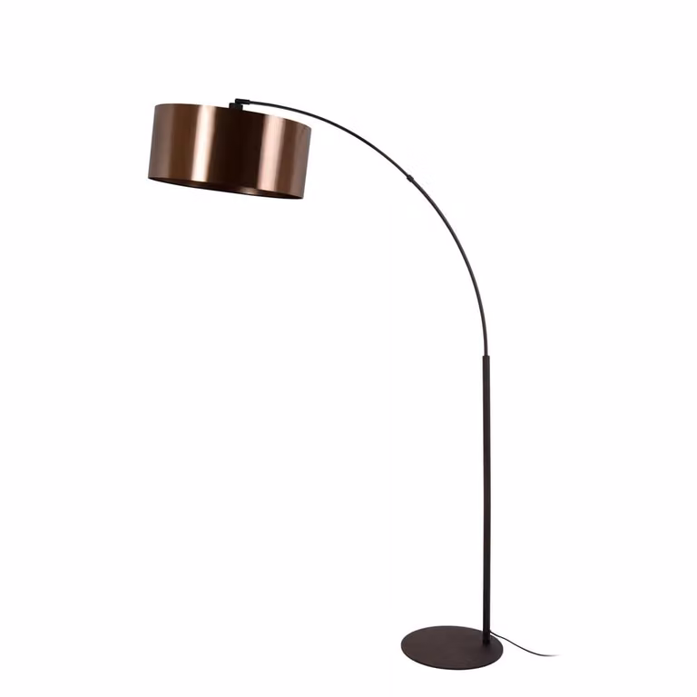Lucide Rankos Design Booglamp Zwart met Koperen Details - H 185 cm