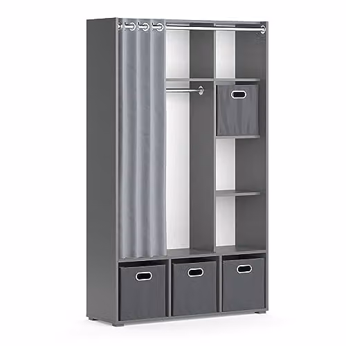 Vicco Kledingopslagkast Luigi voor de kinderkamer, Grijs, Breedte: 38 cm, Hoogte: 178.1 cm