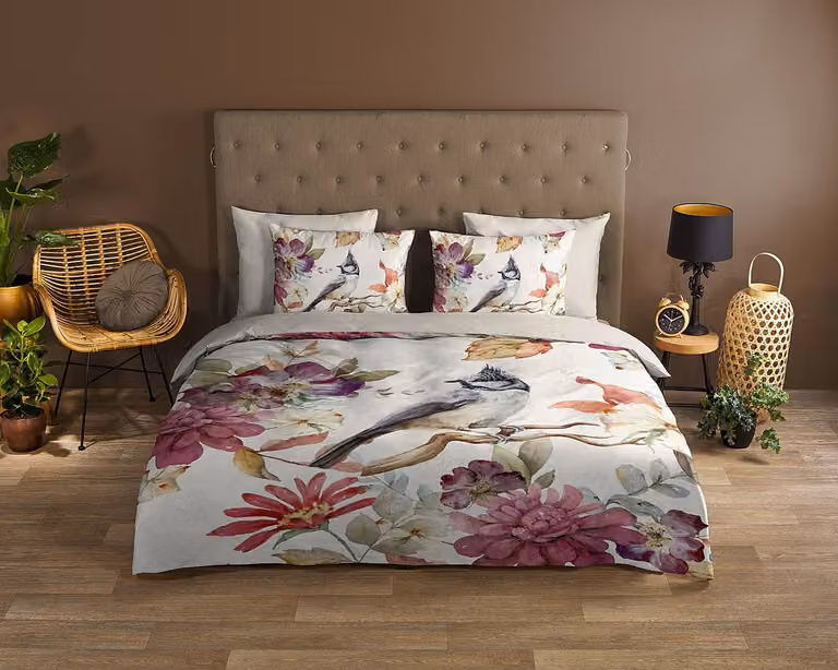 Good Morning Inga Dekbedovertrek Floral Beige/Multicolour 100% Katoen 200 x 220 cm