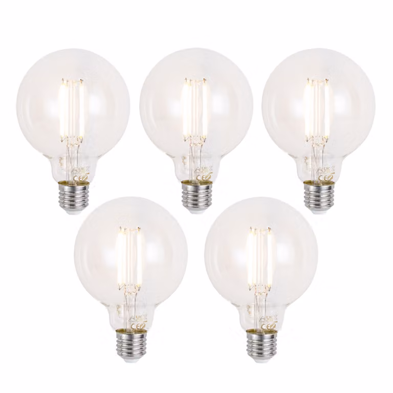 LUUMR Set van 5 Smart LED Globe Lampen E27 Zigbee Dimbare Glas Heldere Lampen 7W