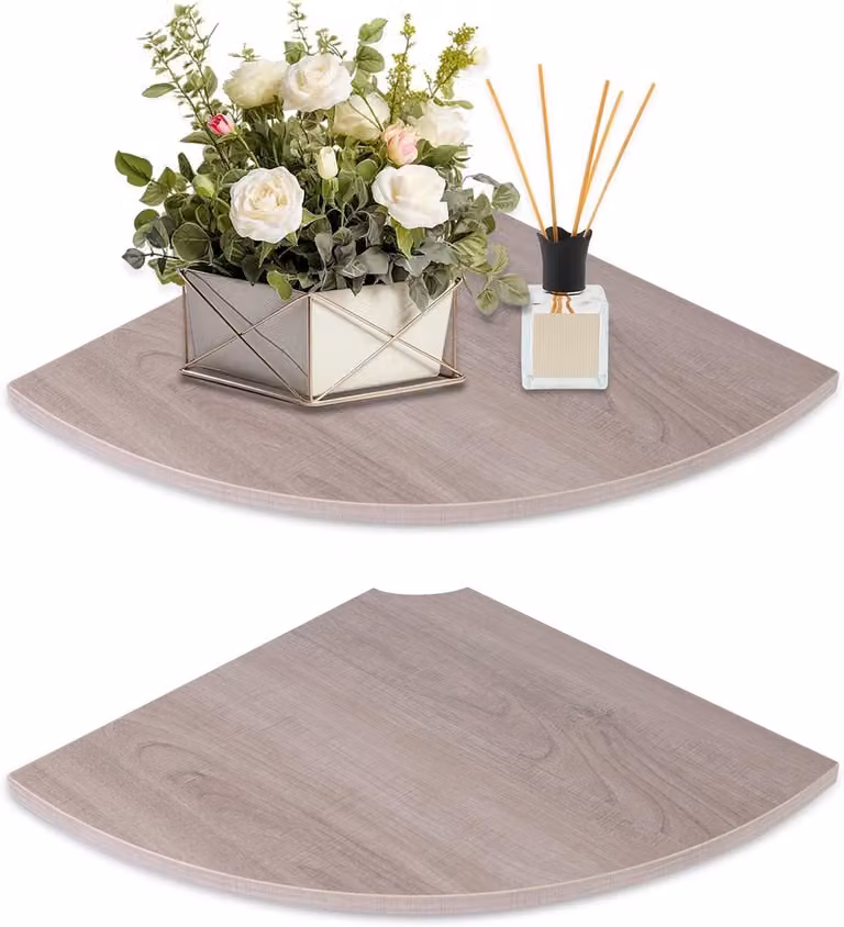 Houten Hoekwandplank voor Wandmontage - Decoratieve Hoekrek Organizer voor Slaapkamer, Keuken, Badkamer of Woonkamer