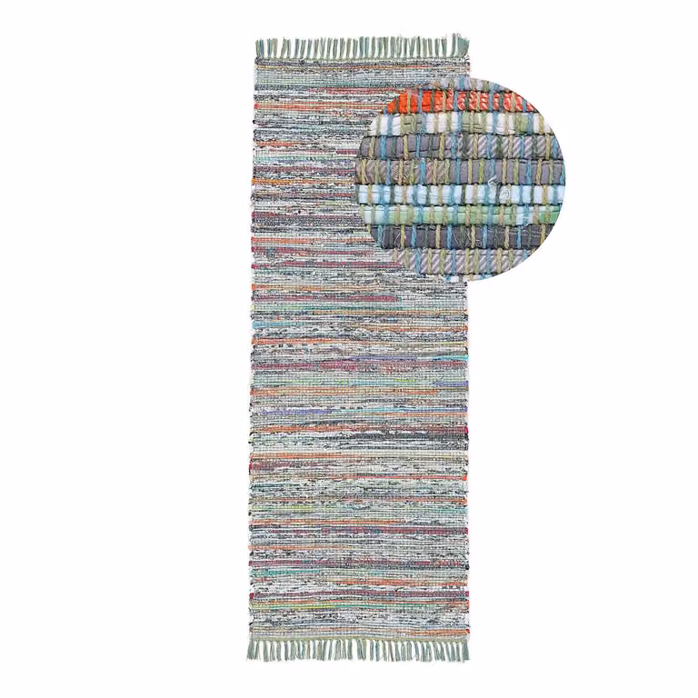 home24 Loper Kelim Chindi vloerkleed groen/multicolor B: 75 cm, L: 240 cm