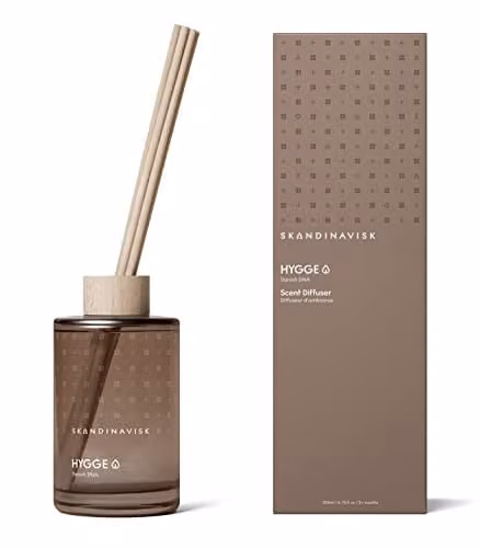 Skandinavisk Hygge Aroma Diffuser met 8 stokjes, zwarte thee, munt, appel en kaneel, 200 ml